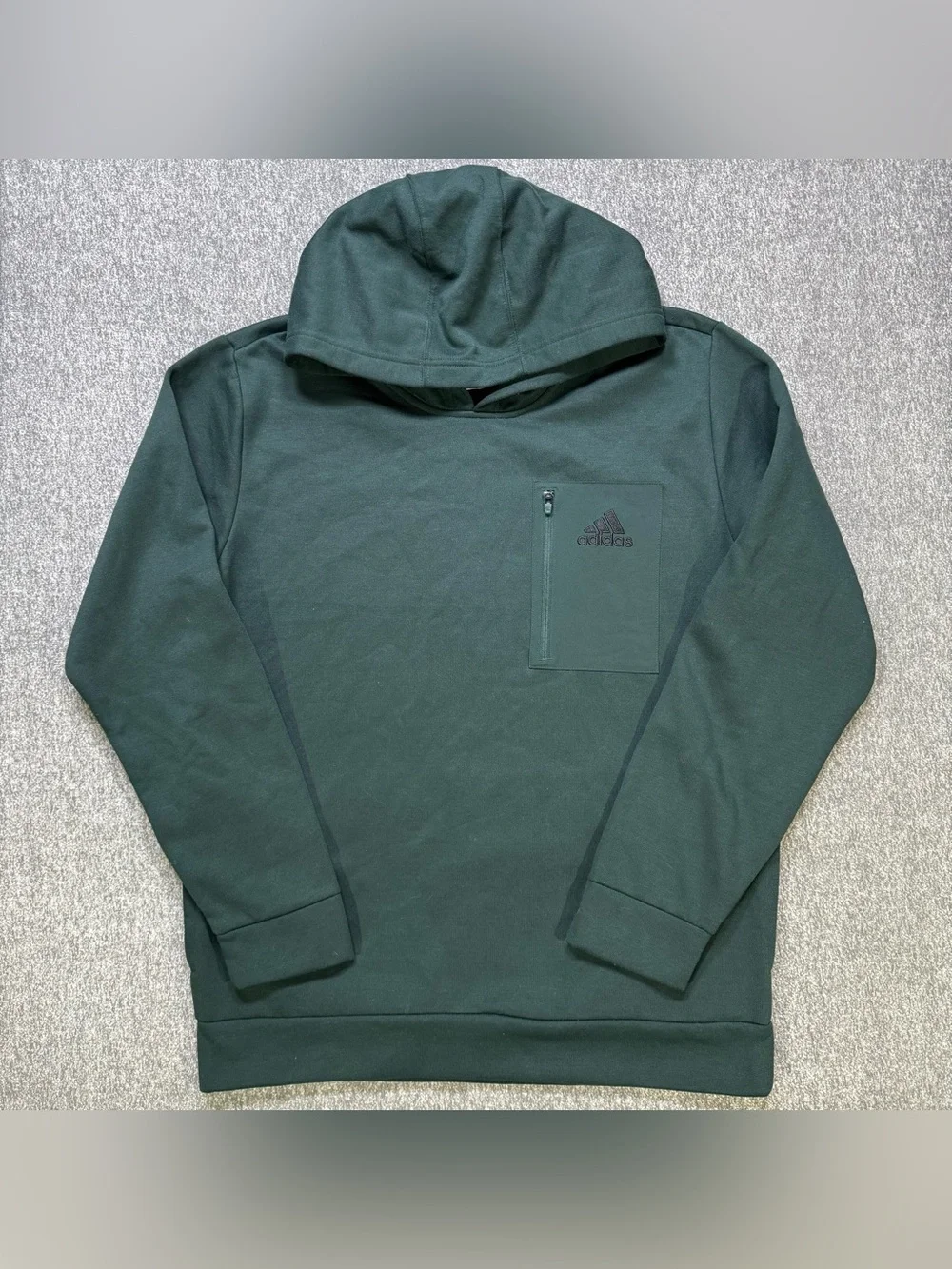 Adidas Three Stripe Mens Essentials Fleece Pocket Hoodie Forest Green Large NWOT